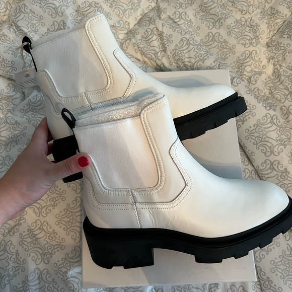 Ash Mastro Leather Pull-On Combat Boots. Size 39. Color: white, never worn! - Picture 1 of 3